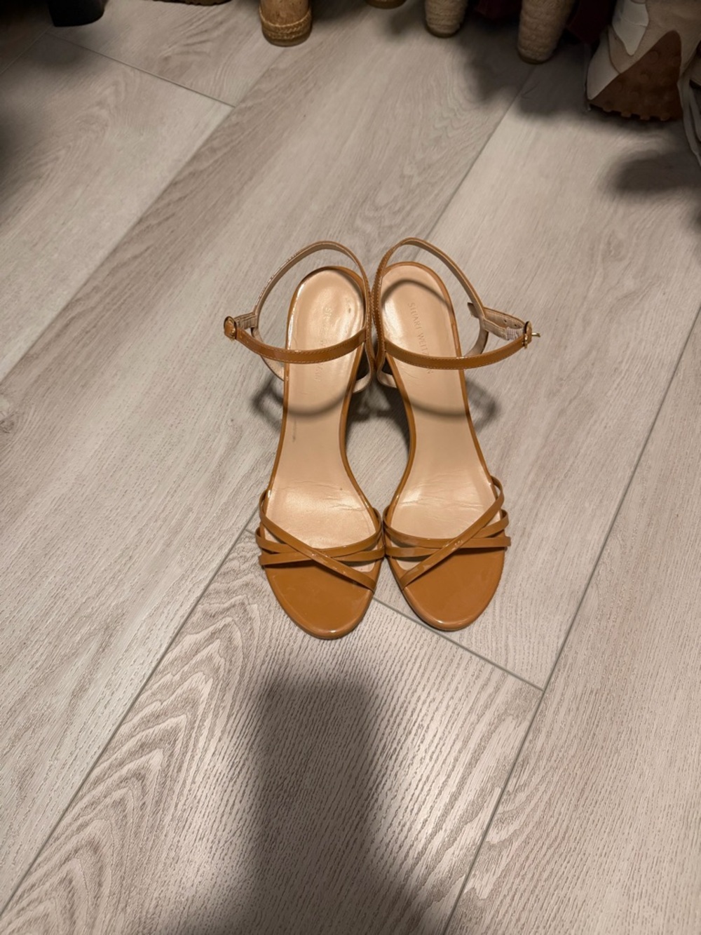 Stuart Weitzman Starla 80 Tan Strappy Ankle Strap Sandals